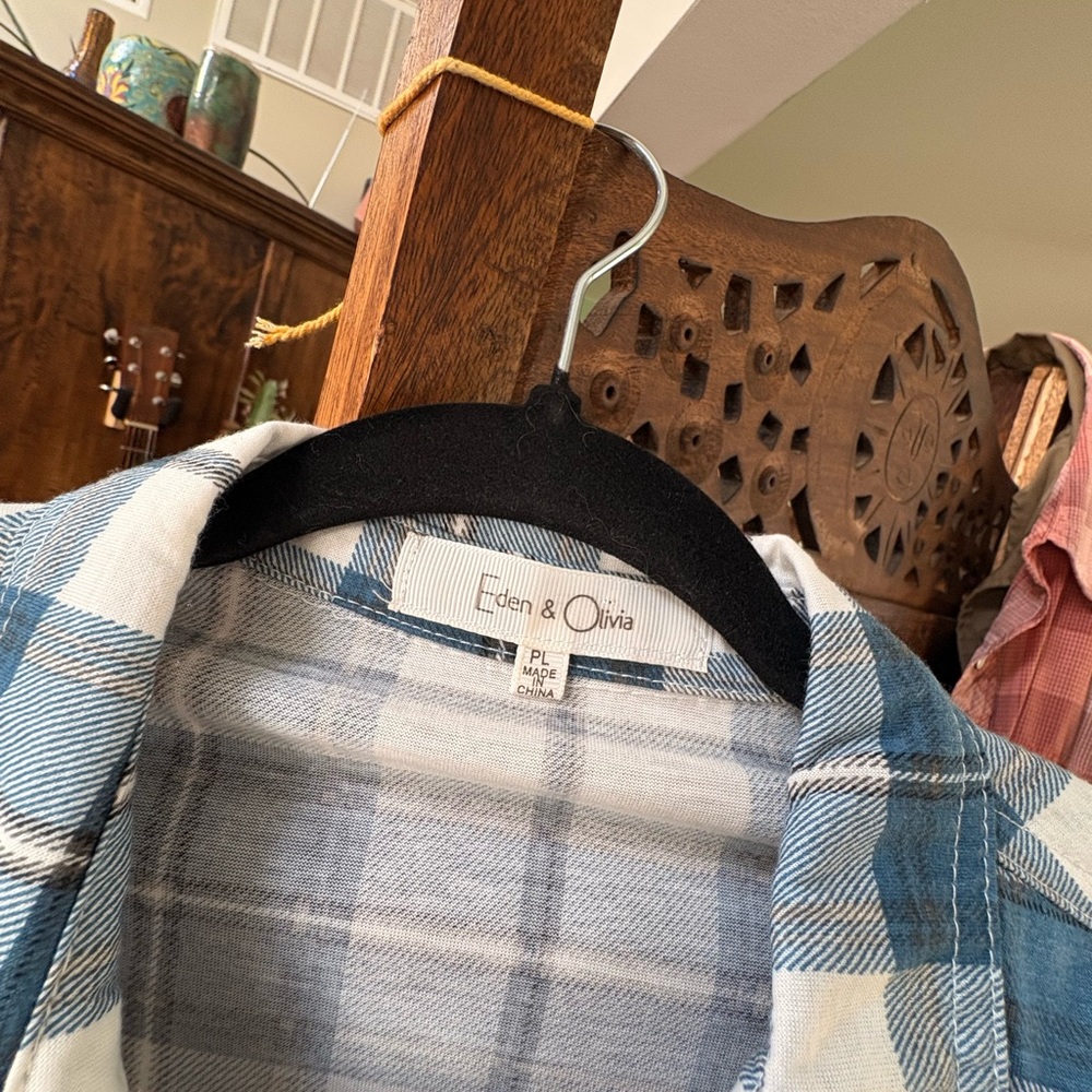 Eden & Olivia Blue and White Plaid Shirt - Picture 2 of 6